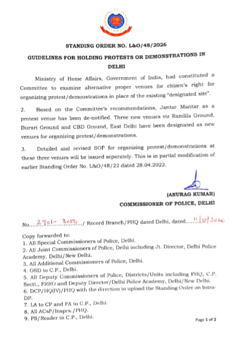 The order de-notifying Jantar Mantar as designated Delhi protest site