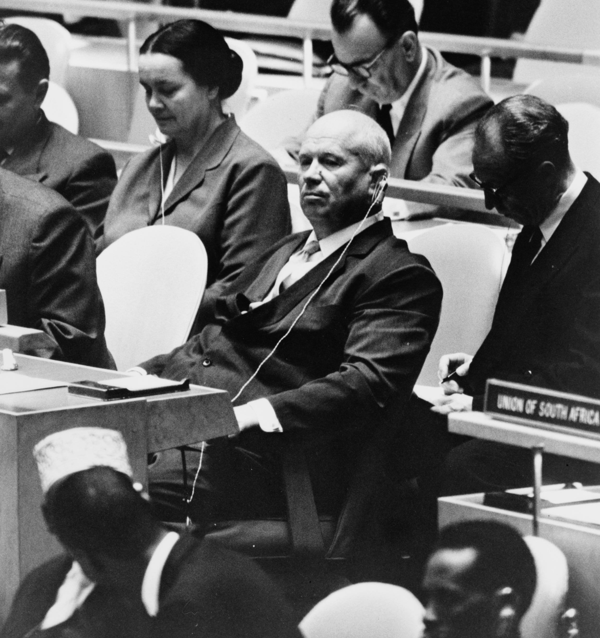 Khrushchev at a meeting of the UN General Assembly on 22 September, three weeks before the incident. (Wiki) Khrushchev at a meeting of the UN General Assembly on 22 September, three weeks before the incident. (Wiki)