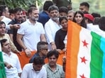 Lok Sabha LoP Rahul Gandhi with RJD leader Tejashwi Yadav, Karnataka Chief Minister DK Shivakumar and others during the INDIA bloc's protest march towards the Supreme Court.