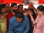 Mumbai, India. Oct 12, 2026 - MNS Chief Raj Thackeray and his family joined a signature campaign against Chief Commissioner Gyanesh Kumar during a silent protest. People, along with Maharashtra Navnirman Sena (MNS) and Shiv Sena (UBT) workers, held a silent protest at Shivaji Park in Dadar, Mumbai, demanding Chief Commissioner Gyanesh Kumar's resignation over alleged irregularities in the electoral process. Shiv Sena MLA and leader Aditya Thackcery and MNS leader Amit Thackeray led the protest. Mumbai, India. Oct 12, 2026. (Photo by Raju Shinde/HT Photo) (Raju Shinde)