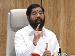 Mumbai: Maharashtra deputy chief minister Eknath Shinde addresses a press conference at his residence in Mumbai on Tuesday (PTI)