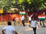 **EDS: THIRD PARTY IMAGE** In this screengrab from a video posted on Oct. 13, 2026, Police detain CJP leader Saurav Das and other workers at Jantar Mantar, in New Delhi. (@abhijeet_dipke/X via PTI Photo)(PTI10_13_2026_000009B)