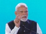 Prime Minister Narendra Modi addresses the Bloomberg New Economy Forum, in New Delhi.