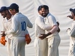 Bengal's Mukesh Kumar celebrates after taking the wicket of Delhi's Ayush Doseja during the Ranji Trophy Elite Group C cricket match between Delhi and Bengal, in Kalyani, West Bengal Bengal's Mukesh Kumar celebrates after taking the wicket of Delhi's Ayush Doseja during the Ranji Trophy Elite Group C cricket match between Delhi and Bengal, in Kalyani, West Bengal