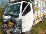 The men were transporting goods from Shahjahanpur to Delhi when the accident occurred around 5.45am near the Masuri flyover, officers said. (Sakib Ali/HT PHOTO)