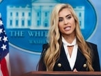 Katie Zacharia, White House press secretary, during a news conference in the James S. Brady Press Briefing Room of the White House in Washington, DC, US, on Tuesday, Oct. 13, 2026. 