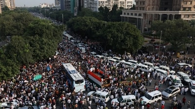 On Monday, India's opposition party members marched to the Supreme Court in protest against the controversial revision of voter lists that has sparked days of unrest, in New Delhi. (REUTERS)