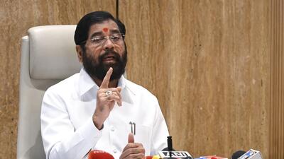 Mumbai: Maharashtra deputy chief minister Eknath Shinde addresses a press conference at his residence in Mumbai on Tuesday (PTI) Mumbai: Maharashtra deputy chief minister Eknath Shinde addresses a press conference at his residence in Mumbai on Tuesday (PTI)