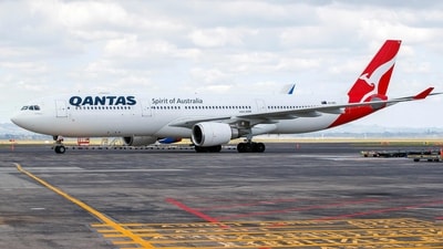 The aircraft was grounded for a “deep clean” after the long-haul flight arrived in Rome. (AFP) The aircraft was grounded for a “deep clean” after the long-haul flight arrived in Rome. (AFP)
