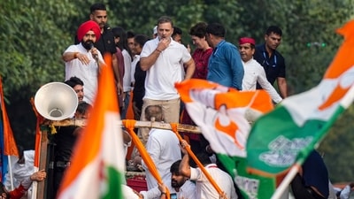 Congress leaders Rahul Gandhi and Priyanka Gandhi Wadra and others during 'March for Democracy' by INDIA bloc leaders, towards the Supreme Court, to file a petition against Chief Election Commissioner Gyanesh Kumar and 'vote chori', at Barakhamba road, (PTI) Congress leaders Rahul Gandhi and Priyanka Gandhi Wadra and others during 'March for Democracy' by INDIA bloc leaders, towards the Supreme Court, to file a petition against Chief Election Commissioner Gyanesh Kumar and 'vote chori', at Barakhamba road, (PTI)