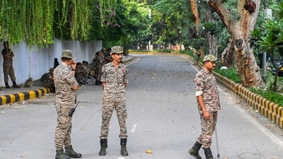 Heavy Security barricade all around the roads of Jantar Mantar in view of protest call against CEC Gyanesh Kumar by AISA,and CJP,  in New Delhi, India, on Sunday, October 11, 2026. (Hindustan Times)