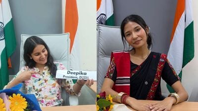 Student Deepika Chaudhary (left) served as president on Day 1, while Rekha Terme took over the role on Day 2. Student Deepika Chaudhary (left) served as president on Day 1, while Rekha Terme took over the role on Day 2.