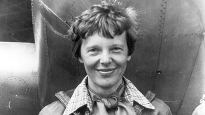 Amelia Earhart standing under nose of her Lockheed Model 10-E Electra. Gelatin silver print, 1937. (National Portrait Gallery, Smithsonian Institution/ via Wikimedia Commons) Amelia Earhart standing under nose of her Lockheed Model 10-E Electra. Gelatin silver print, 1937. (National Portrait Gallery, Smithsonian Institution/ via Wikimedia Commons)