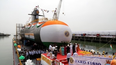 INS Vaghsheer, the sixth of Kalvari (Scorpene) class, launched from MDL on April 20, 2022. INS Vaghsheer, the sixth of Kalvari (Scorpene) class, launched from MDL on April 20, 2022.