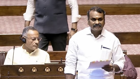 New Delhi, Aug 13 (ANI): MoS L. Murugan speaks in the Rajya Sabha during the Monsoon session of Parliament, in New Delhi on Thursday. (Sansad TV/ANI Video Grab) (Sansad TV)