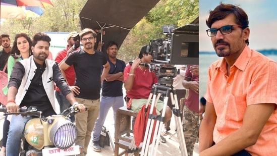 Director Anand Kumar Tiwari and during the shoot of film Laagi Chhoote Na in Lucknow-Sonbhadra
