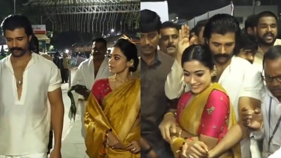 Vijay Deverakonda and Rashmika Mandanna visited Tirumala on Tuesday.