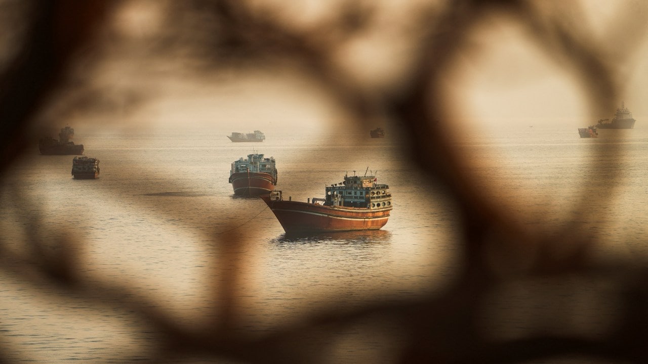 Vessels in the Strait of Hormuz on Monday. Vessels in the Strait of Hormuz on Monday.