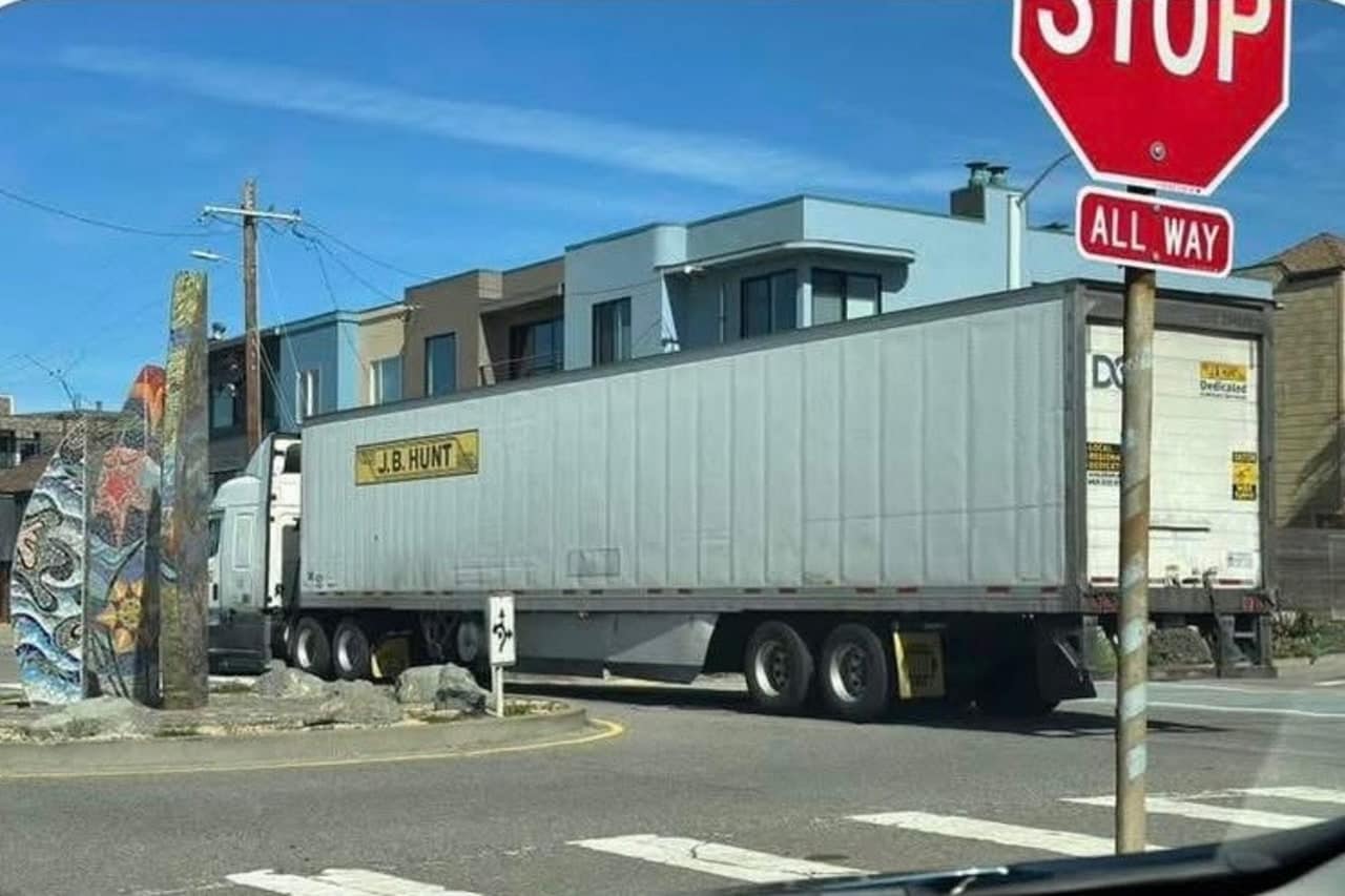 A big rig on Judi Gorski's street.