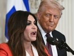 Kimberly Guilfoyle resigned as US ambassador to Greece after reports about donor messages, her AI claims and efforts to stop negative coverage.. (Photo by Brendan SMIALOWSKI / AFP)
