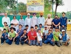Ludhiana under-14 boys team after winning the game in Ludhiana on Wednesday. (HT)