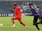Messi Bouli of Punjab FC in action against Odisha FC.