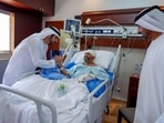 Dubai Crown Prince and UAE Deputy Prime Minister Hamdan bin Mohammed Al Maktoum inquires about the health of Captain Smit Machchhar on October 3.