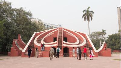 Jantar Mantar and its environs have always occupied a very distinctive place in Delhi’s landscape. Its history begins sometime in the 16th century, when Akbar occupied the Mughal throne. (Shutterstock) Jantar Mantar and its environs have always occupied a very distinctive place in Delhi’s landscape. Its history begins sometime in the 16th century, when Akbar occupied the Mughal throne. (Shutterstock)