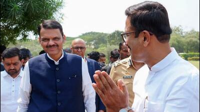 Maharashtra chief minister Devendra Fadnavis arrives at Talegaon, in Pune on Wednesday. He has appealed to sugarcane protesters to allow sugar mills to begin crushing operations early, citing lower cane production and financial pressures on mills. (ANI)