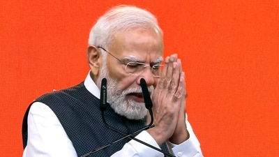 Prime Minister Narendra Modi addresses the gathering during the Viksit Bharat Sankalp Sabha, in New Delhi. The event marks 25 years of PM Modi in public office as head of government, tracing back to October 7, 2001, when he first took oath as the Chief Minister of Gujarat. (@NarendraModi) Prime Minister Narendra Modi addresses the gathering during the Viksit Bharat Sankalp Sabha, in New Delhi. The event marks 25 years of PM Modi in public office as head of government, tracing back to October 7, 2001, when he first took oath as the Chief Minister of Gujarat. (@NarendraModi)