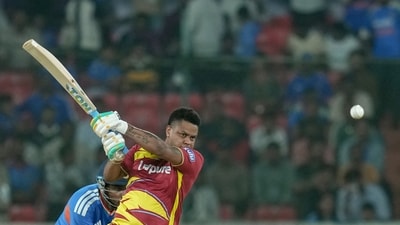 Shimron Hetmyer continued the momentum after the fall of Andrews, as he slammed a quickfire 33-run knock stitching another fifty-run stand with Hope (PTI)