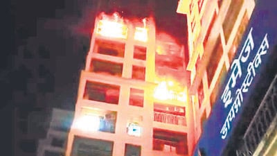 The fire broke out around 11.30 pm on Tuesday in the B wing of Imperial Heritage on the Nalasopara-Vasai Link Road, and took nearly six hours to extinguish, officials said. (Azim Tamboli/HT Photo) The fire broke out around 11.30 pm on Tuesday in the B wing of Imperial Heritage on the Nalasopara-Vasai Link Road, and took nearly six hours to extinguish, officials said. (Azim Tamboli/HT Photo)