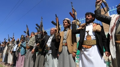 Yemen's Houthis are seeking Chinese components for advanced ballistic missiles, raising concerns over regional security and the group's growing weapons capabilities.. (Photo by Mohammed HUWAIS / AFP) (AFP) Yemen's Houthis are seeking Chinese components for advanced ballistic missiles, raising concerns over regional security and the group's growing weapons capabilities.. (Photo by Mohammed HUWAIS / AFP) (AFP)