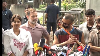 Congress MP Rahul Gandhi at a press conference on Wednesday Congress MP Rahul Gandhi at a press conference on Wednesday
