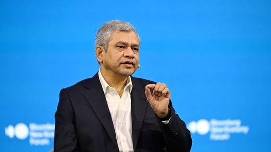 Ashwini Vaishnaw, minister for railways, information and broadcasting, electronics and information technology, during the Bloomberg New Economy Forum in New Delhi. (Bloomberg)
