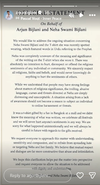 Arjun Bijlani shares clarification. Arjun Bijlani shares clarification.