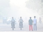 According to the Central Pollution Control Board (CPCB), Noida recorded an Air Quality Index of 201 (poor) on Wednesday, down from 238 on Tuesday. (HT Photo)