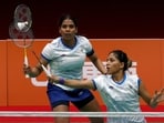 Treesa Jolly and Gayatri Gopichand in action. 
