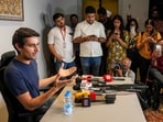 New Delhi: YouTuber and activist Dhruv Rathee addresses a press conference following his release from preventive detention by police, in New Delhi, Sunday, Oct. 11, 2026. 