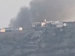 Smoke billows from the presidential palace complex following an attack by Yemen's Houthis, according to government officials, in Aden, Yemen, October 15, 2026, in this screen grab obtained from a social media video.