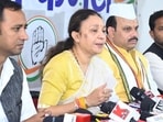 UP Congress chief Aradhana Mishra addressing at a press conference in Lucknow on October 15. (Sourced)