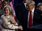 US Election Results: Republican presidential nominee and former U.S. President Donald Trump shakes hands with his senior advisor Susie Wiles as he speaks. (REUTERS) 