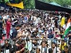 The crowd at the CJP protest in Delhi's Jantar Mantar in July.