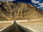 The Magnetic Hill in Leh, Ladakh. 