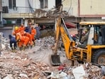 The building at Satya Niketan collapsed last month.