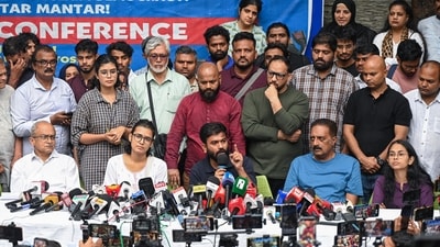 Cockroach Janta Party (CJP) Founder Abhijeet Dipke addresses a press conference at the Press Club, in New Delhi on Thursday. All India Students' Association (AISA) National President Neha Bora, Delhi University AISA Secretary Anjali Actor Prakash Raj, Supreme Court advocate Prashant Bhushan, and Students' Federation of India National Joint Secretary Aishe Ghosh also present. (ANI) Cockroach Janta Party (CJP) Founder Abhijeet Dipke addresses a press conference at the Press Club, in New Delhi on Thursday. All India Students' Association (AISA) National President Neha Bora, Delhi University AISA Secretary Anjali Actor Prakash Raj, Supreme Court advocate Prashant Bhushan, and Students' Federation of India National Joint Secretary Aishe Ghosh also present. (ANI)