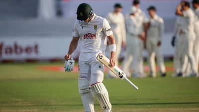 South Africa's Tristan Stubbs walks back to the pavilion after his dismissal on day four of the first Test match between South Africa and Australia. (AFP) South Africa's Tristan Stubbs walks back to the pavilion after his dismissal on day four of the first Test match between South Africa and Australia. (AFP)