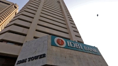 The logo of IDBI Bank is seen on the facade of its headquarters in Mumbai. (REUTERS)