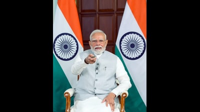 Prime Minister Narendra Modi during the launch of development projects for Ladakh via video conferencing. (DPR PMO)