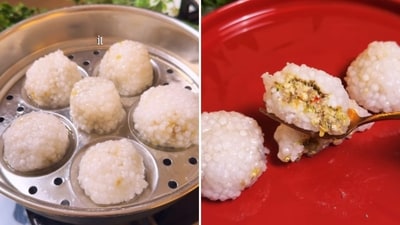 Aathira Sethumadhavan uses tapioca pearls to make dumpling shells. (@aathirasethumadhavan/Instagram) Aathira Sethumadhavan uses tapioca pearls to make dumpling shells. (@aathirasethumadhavan/Instagram)